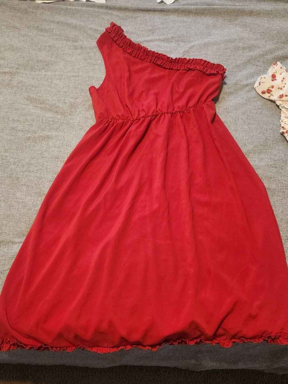 Red city chic one shoulder dress